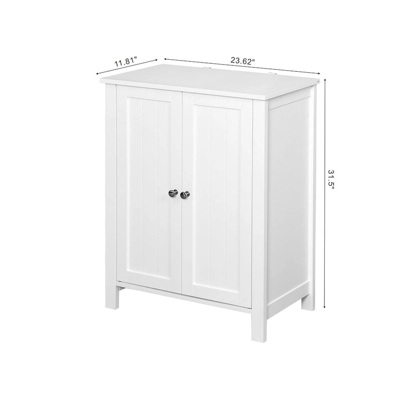 Meuble de rangement de salle de bain avec porte double et étagère réglable, Blanc