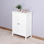 Meuble de rangement de salle de bain avec porte double et étagère réglable, Blanc