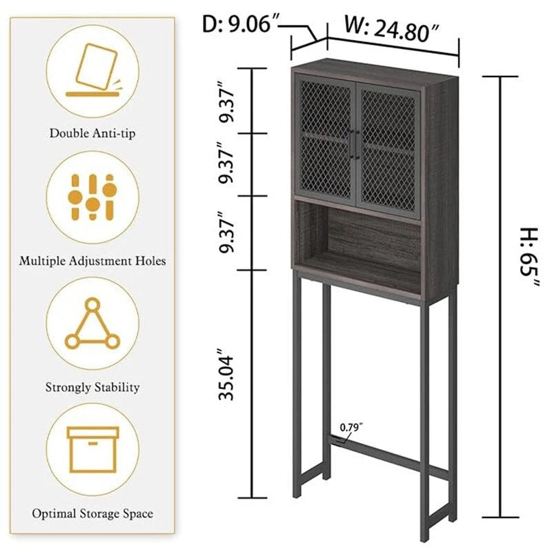 Organisateur de salle de bain au-dessus des toilettes - 9,06P x 24,8L x 65H