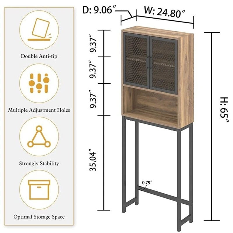 Organisateur de salle de bain au-dessus des toilettes - 9,06P x 24,8L x 65H