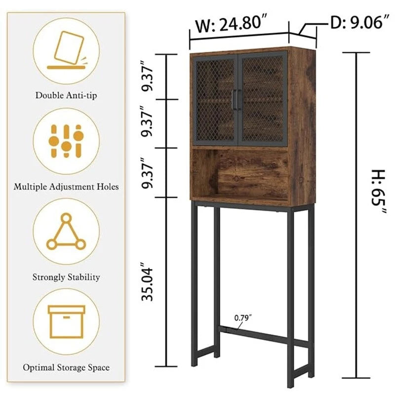 Organisateur de salle de bain au-dessus des toilettes - 9,06P x 24,8L x 65H