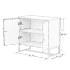 Buffet de rangement accentué blanc Poignée carrée en bois massif 2 portes - 31,77 * 15,75 * 29,53