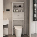 Meuble de rangement au-dessus des toilettes, organisateur de salle de bain avec deux étagères et placard, étagère de rangement pour toilettes en bois autoportante à 2 portes