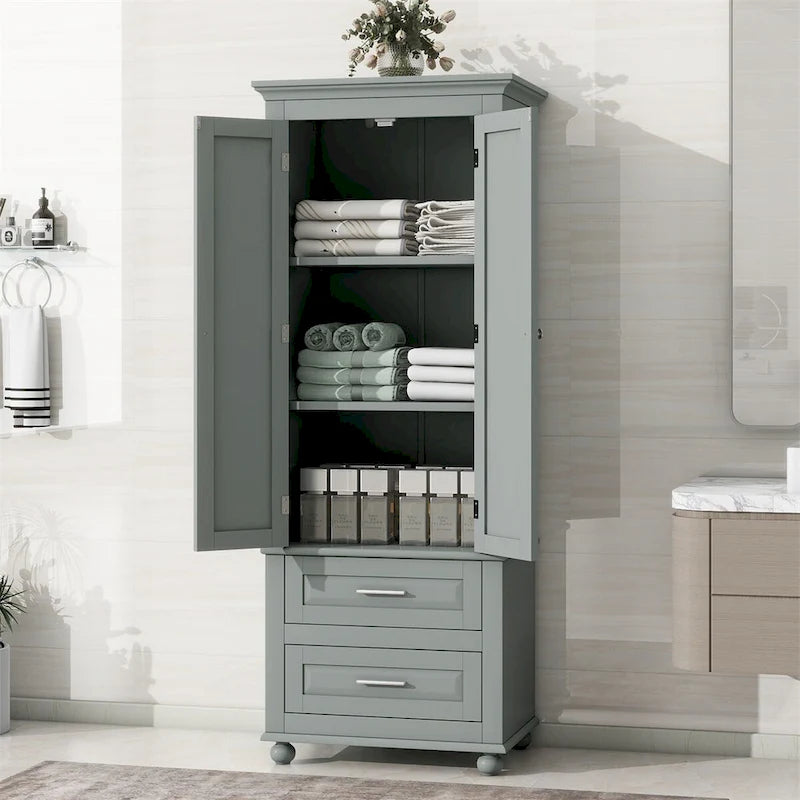 Armoire haute de rangement à deux tiroirs pour salle de bain/bureau