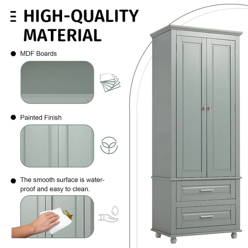 Armoire haute de rangement à deux tiroirs pour salle de bain/bureau