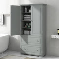 Meuble de Rangement de Salle de Bain Large, Meuble de Rangement sur Pied avec Deux Tiroirs et Étagère Réglable