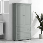 Meuble de Rangement de Salle de Bain Large, Meuble de Rangement sur Pied avec Deux Tiroirs et Étagère Réglable