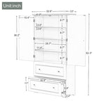 Meuble de Rangement de Salle de Bain Large, Meuble de Rangement sur Pied avec Deux Tiroirs et Étagère Réglable