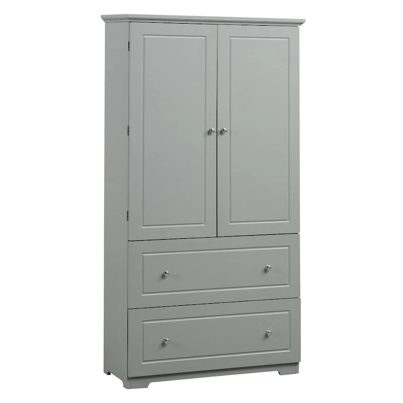 Meuble de Rangement de Salle de Bain Large, Meuble de Rangement sur Pied avec Deux Tiroirs et Étagère Réglable