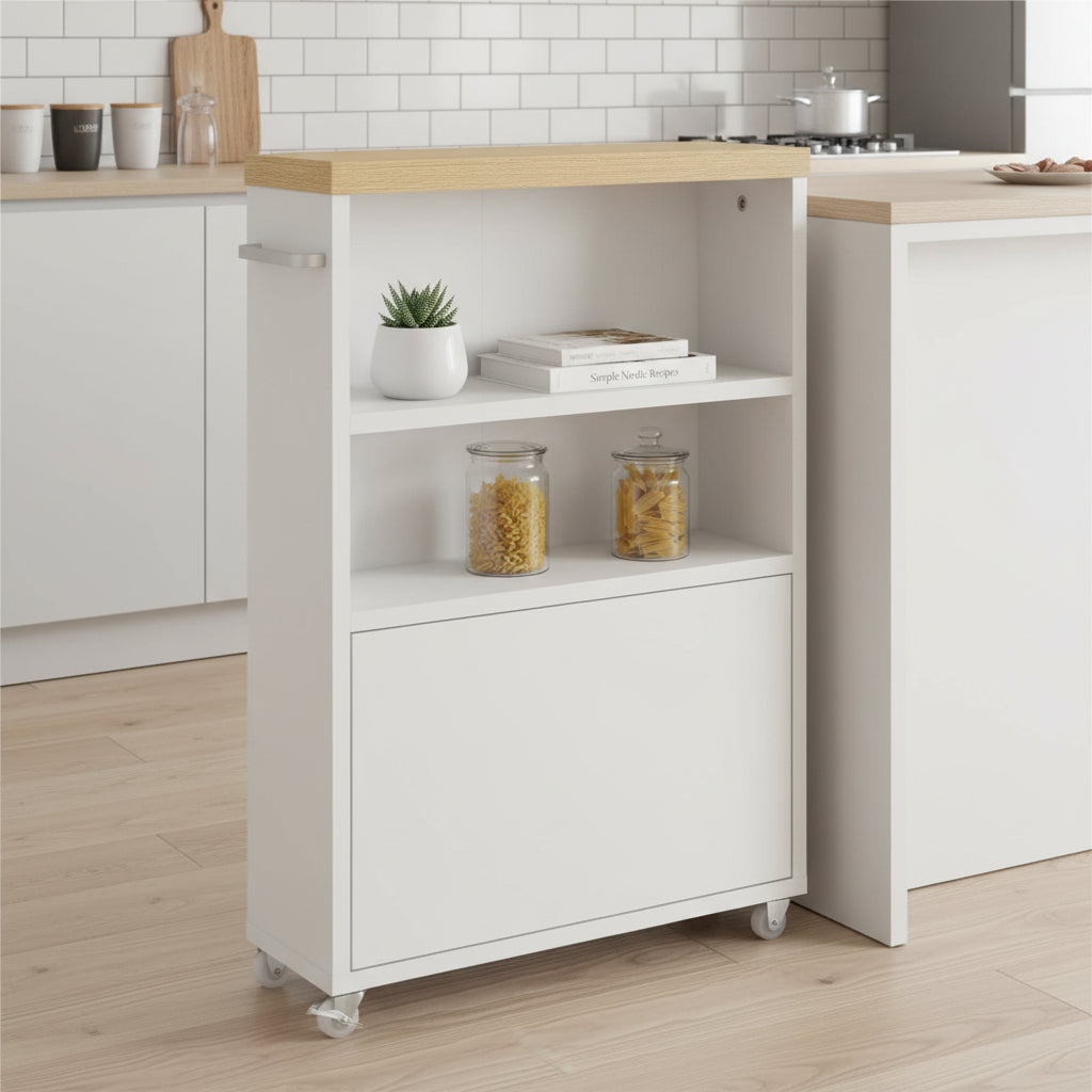 Slim Bathroom Cabinet with Wheels Storage Organizer