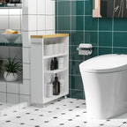 Meuble de Rangement Fin de Salle de Bain à Roulettes
