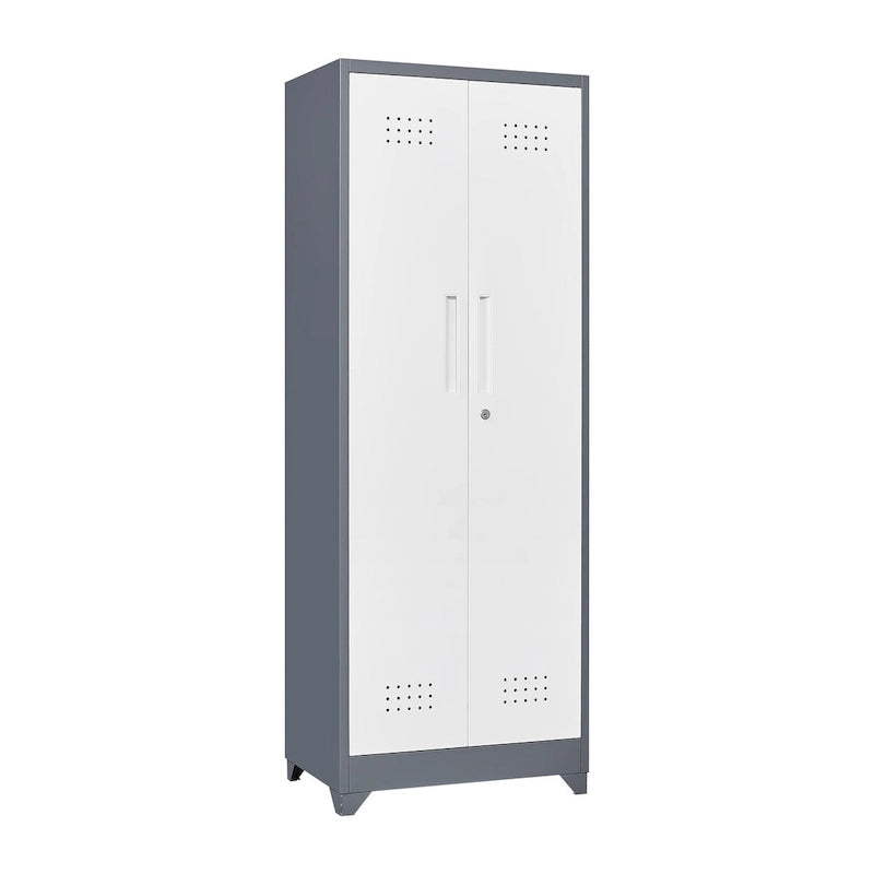 Armoires de rangement métalliques, Armoire à outils de nettoyage avec porte verrouillable, Organiseur et rangement d'outils à balai hauts, Grande armoire de rangement