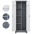 Armoires de rangement métalliques, Armoire à outils de nettoyage avec porte verrouillable, Organiseur et rangement d'outils à balai hauts, Grande armoire de rangement