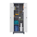Armoires de rangement métalliques, Armoire à outils de nettoyage avec porte verrouillable, Organiseur et rangement d'outils à balai hauts, Grande armoire de rangement