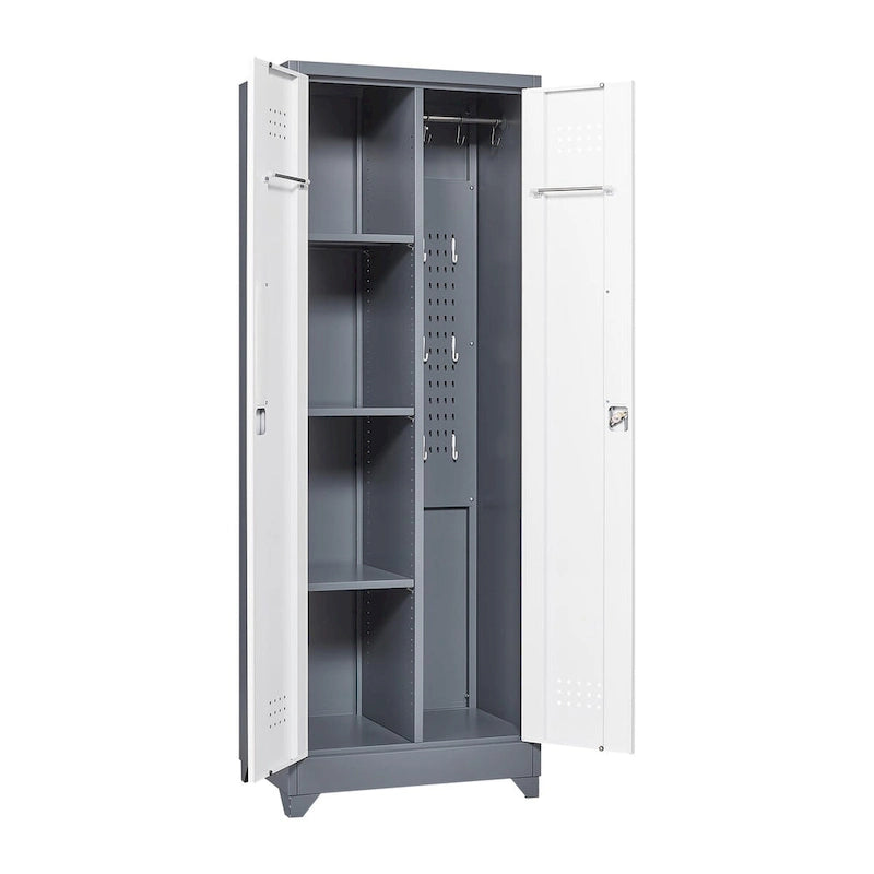 Armoires de rangement métalliques, Armoire à outils de nettoyage avec porte verrouillable, Organiseur et rangement d'outils à balai hauts, Grande armoire de rangement