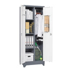 Armoires de rangement métalliques, Armoire à outils de nettoyage avec porte verrouillable, Organiseur et rangement d'outils à balai hauts, Grande armoire de rangement