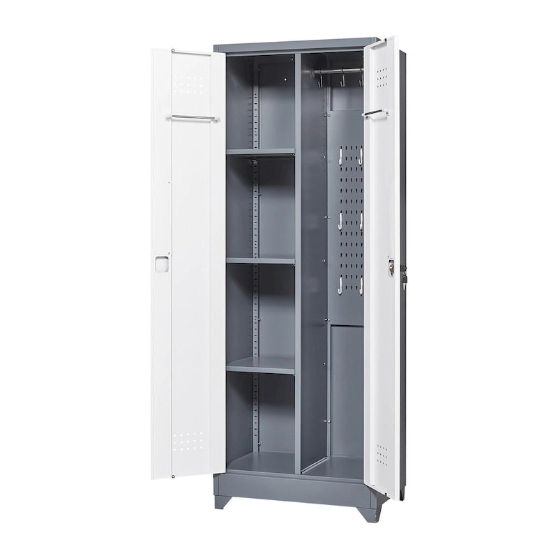 Armoires de rangement métalliques, Armoire à outils de nettoyage avec porte verrouillable, Organiseur et rangement d'outils à balai hauts, Grande armoire de rangement