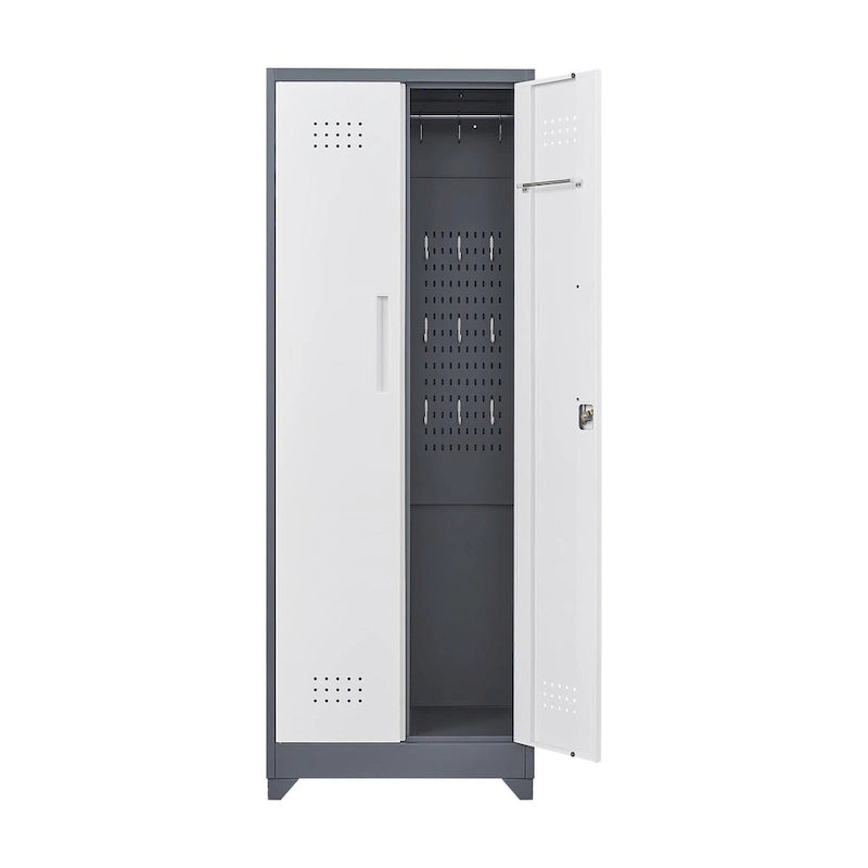 Armoires de rangement métalliques, Armoire à outils de nettoyage avec porte verrouillable, Organiseur et rangement d'outils à balai hauts, Grande armoire de rangement