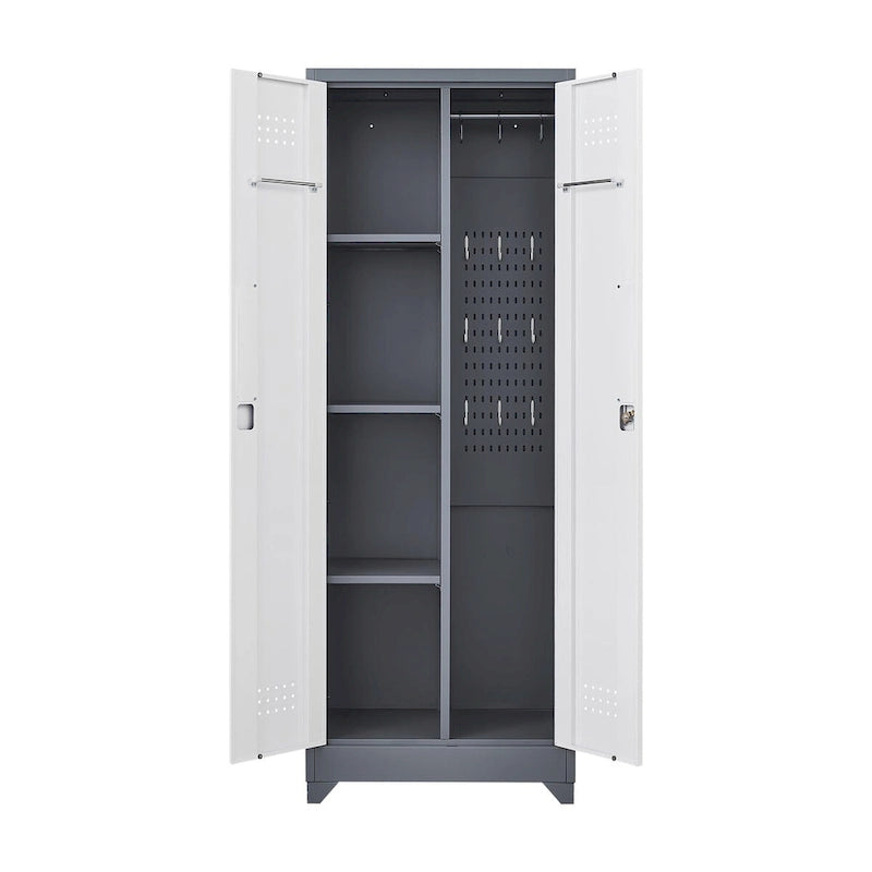 Armoires de rangement métalliques, Armoire à outils de nettoyage avec porte verrouillable, Organiseur et rangement d'outils à balai hauts, Grande armoire de rangement