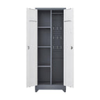 Armoires de rangement métalliques, Armoire à outils de nettoyage avec porte verrouillable, Organiseur et rangement d'outils à balai hauts, Grande armoire de rangement