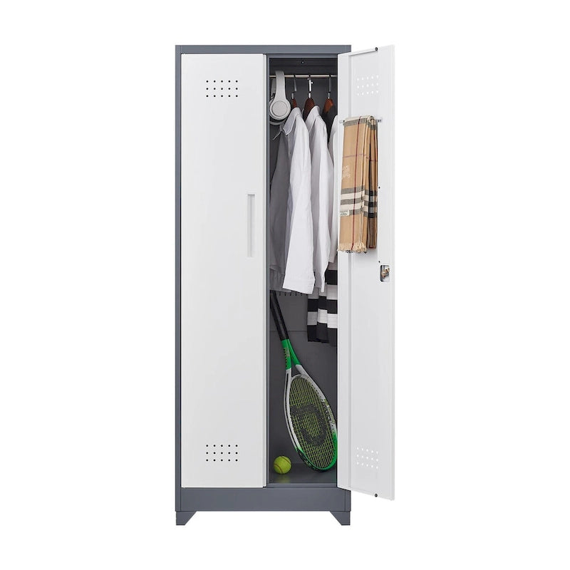 Armoires de rangement métalliques, Armoire à outils de nettoyage avec porte verrouillable, Organiseur et rangement d'outils à balai hauts, Grande armoire de rangement