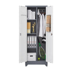 Armoires de rangement métalliques, Armoire à outils de nettoyage avec porte verrouillable, Organiseur et rangement d'outils à balai hauts, Grande armoire de rangement