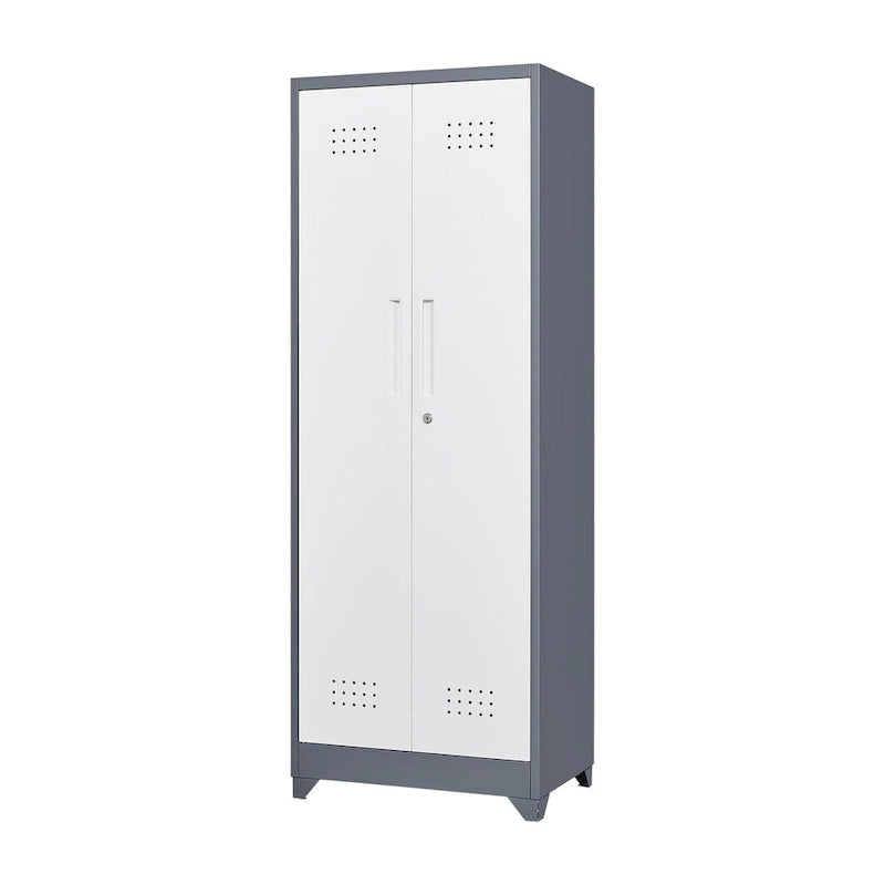 Armoires de rangement métalliques, Armoire à outils de nettoyage avec porte verrouillable, Organiseur et rangement d'outils à balai hauts, Grande armoire de rangement