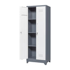Armoires de rangement métalliques, Armoire à outils de nettoyage avec porte verrouillable, Organiseur et rangement d'outils à balai hauts, Grande armoire de rangement