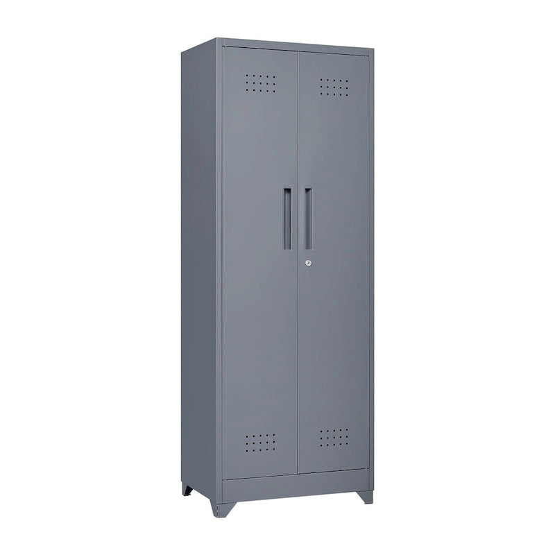 Armoires de rangement métalliques, Armoire à outils de nettoyage avec porte verrouillable, Organiseur et rangement d'outils à balai hauts, Grande armoire de rangement