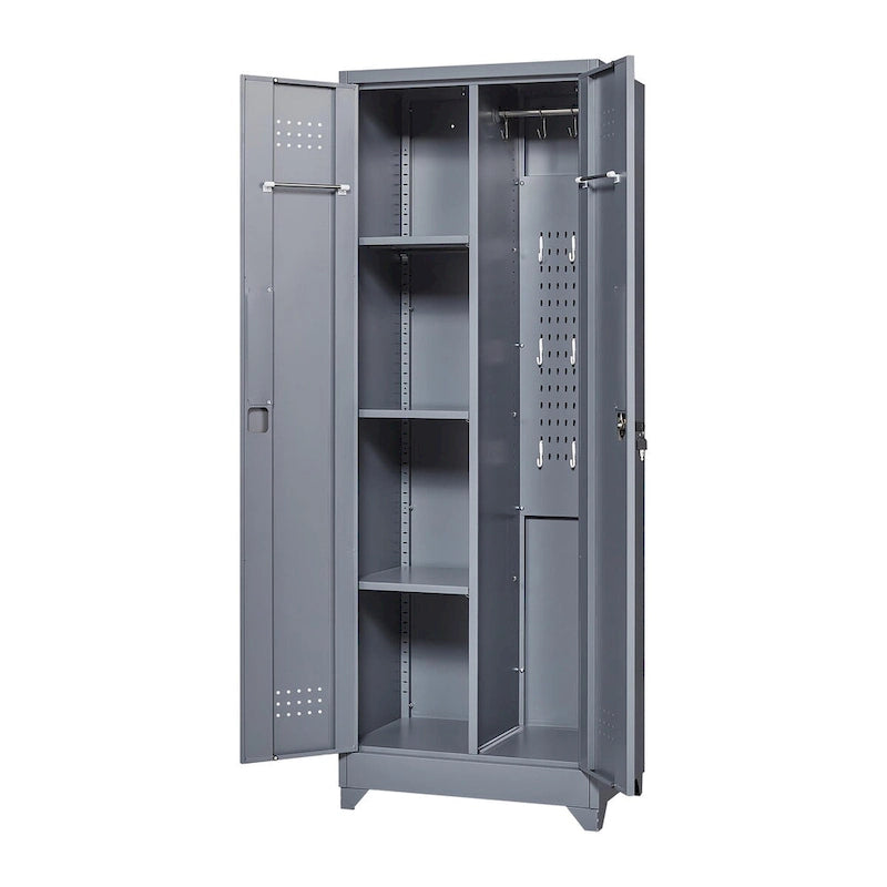 Armoires de rangement métalliques, Armoire à outils de nettoyage avec porte verrouillable, Organiseur et rangement d'outils à balai hauts, Grande armoire de rangement