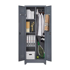 Armoires de rangement métalliques, Armoire à outils de nettoyage avec porte verrouillable, Organiseur et rangement d'outils à balai hauts, Grande armoire de rangement