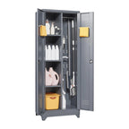 Armoires de rangement métalliques, Armoire à outils de nettoyage avec porte verrouillable, Organiseur et rangement d'outils à balai hauts, Grande armoire de rangement