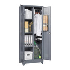 Armoires de rangement métalliques, Armoire à outils de nettoyage avec porte verrouillable, Organiseur et rangement d'outils à balai hauts, Grande armoire de rangement