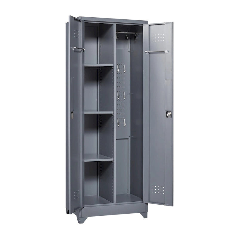 Armoires de rangement métalliques, Armoire à outils de nettoyage avec porte verrouillable, Organiseur et rangement d'outils à balai hauts, Grande armoire de rangement
