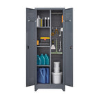 Armoires de rangement métalliques, Armoire à outils de nettoyage avec porte verrouillable, Organiseur et rangement d'outils à balai hauts, Grande armoire de rangement