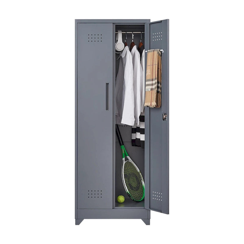 Armoires de rangement métalliques, Armoire à outils de nettoyage avec porte verrouillable, Organiseur et rangement d'outils à balai hauts, Grande armoire de rangement