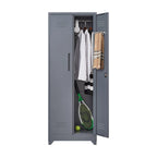 Armoires de rangement métalliques, Armoire à outils de nettoyage avec porte verrouillable, Organiseur et rangement d'outils à balai hauts, Grande armoire de rangement