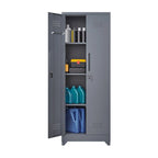 Armoires de rangement métalliques, Armoire à outils de nettoyage avec porte verrouillable, Organiseur et rangement d'outils à balai hauts, Grande armoire de rangement