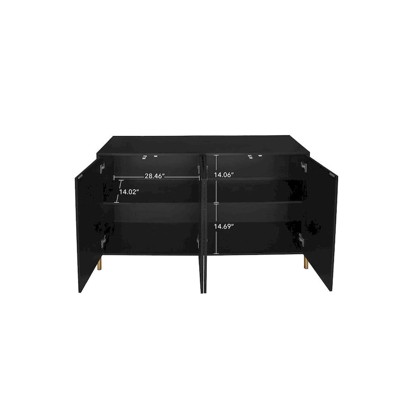 Buffet 4 portes sculpté, Bahut de rangement avec étagère réglable pour salon
