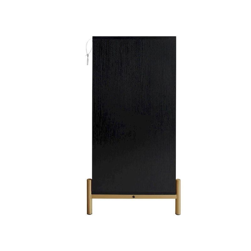 Buffet 4 portes sculpté, Bahut de rangement avec étagère réglable pour salon
