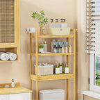 Étagère de rangement gain de place en bambou pour toilettes, meuble de salle de bain réglable